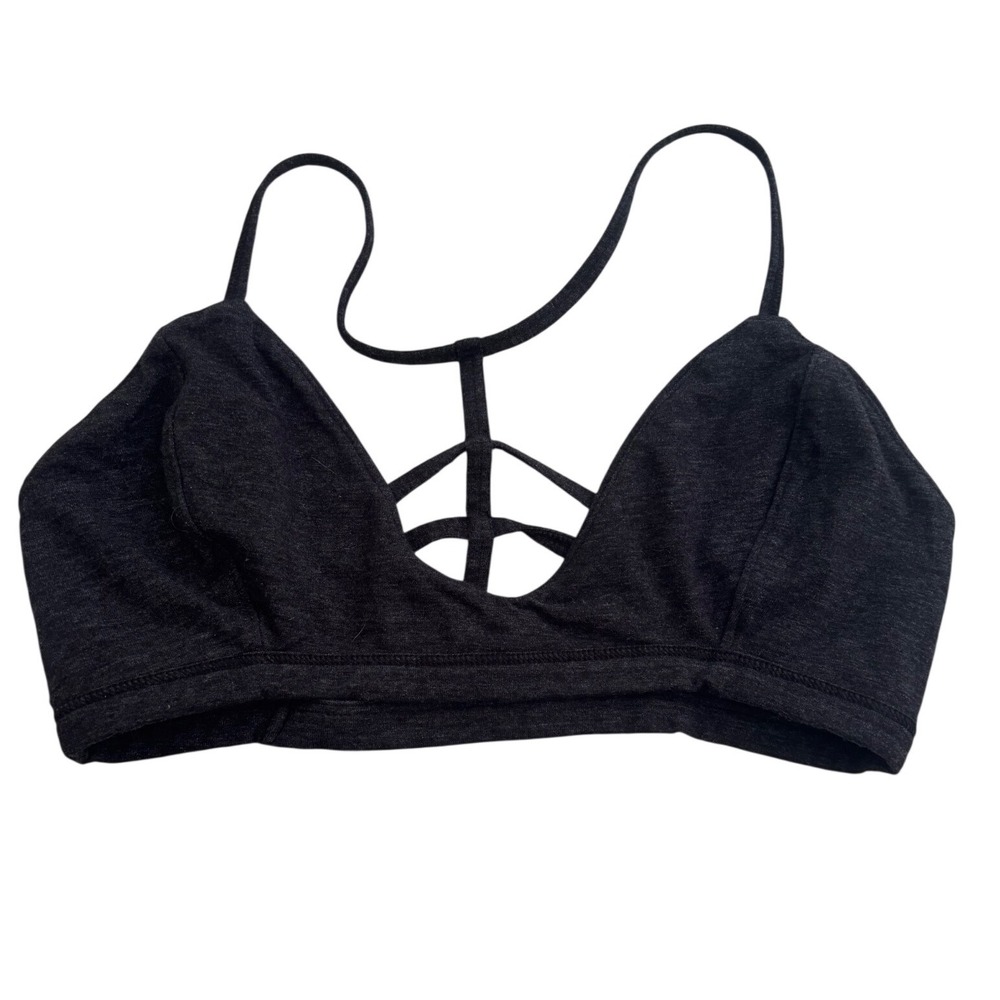 Chaser Womens Strappy Arrow Back Bralette Black Heather CW6392 Size M